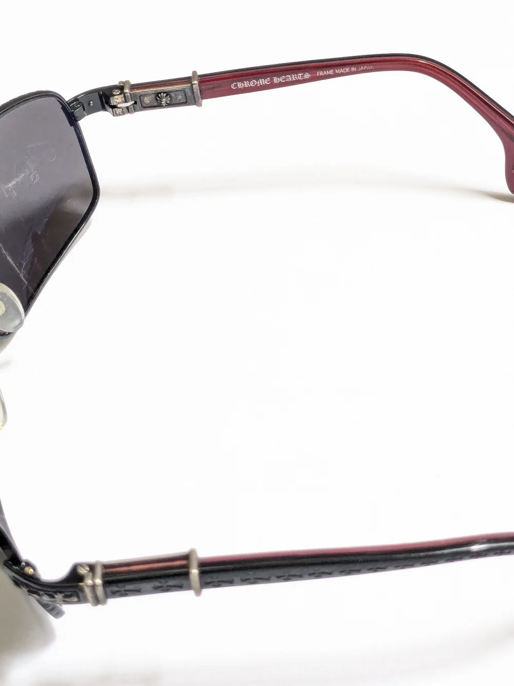 Chrome Hearts The Beast Sunglasses Black Red Aviator Gray Lens Cross